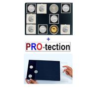 LEUCHTTURM-MÜNZKOFFER-CARGO-L6-343225-&-MÜNZTABLEAUS-BLAU-PRO-SCHUTZSCHUBER