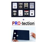 LEUCHTTURM-MÜNZKOFFER-CARGO-L6-343225-&-MÜNZTABLEAUS-BLAU-PRO-SCHUTZSCHUBER