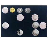 LEUCHTTURM-MÜNZKOFFER-CARGO-L6-&-MÜNZTABLEAUS-BLAU-ROT-&-PRO-SCHUTZSCHUBER