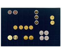 LEUCHTTURM-MÜNZKOFFER-CARGO-L6-&-MÜNZTABLEAUS-BLAU-ROT-&-PRO-SCHUTZSCHUBER