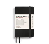 LEUCHTTURM1917 306017 Taccuini Pocket A6, Copertina morbida, 123 pagine numerate, Righe, Nero