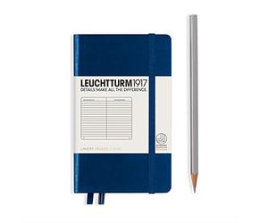 LEUCHTTURM1917 342918 Taccuini Pocket A6, Copertina rigida, 187 pagine numerate, Blue Mare, Righe