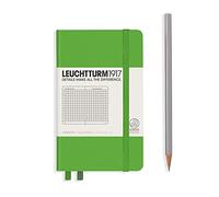 LEUCHTTURM1917 357485 - Taccuino tascabile (A6), copertina rigida, 187 pagine numerate, a quadretti, verde fresco