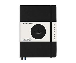 LEUCHTTURM1917 359617 Taccuini Medium A5, Copertina rigida, 251 pagine numerate, Nero, Puntini, Bauhaus Edition
