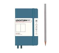 LEUCHTTURM1917 365629 Taccuini Pocket A6, Copertina rigida, 187 pagine numerate, Stone Blue, Bianco