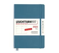 LEUCHTTURM1917 365750 Agenda settimanale, copertina morbida, media (A5) 2023, 12 mesi, Stone Blue, Tedesco