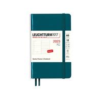 LEUCHTTURM1917 365926 agenda settimanale e quaderno copertina morbida Pocket (A6) 2023, 12 mesi, Pacific Green, Inglese