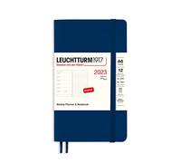 LEUCHTTURM1917 365928 - Agenda settimanale e taccuino, copertina morbida, tascabile (A6), 2023, 12 mesi, in inglese, colore blu marino (Marine)
