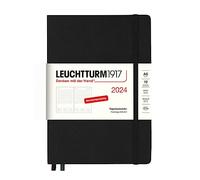 LEUCHTTURM1917 367591 Agenda giornaliera Medium (A5) 2024, nero, tedesco, 12 mesi