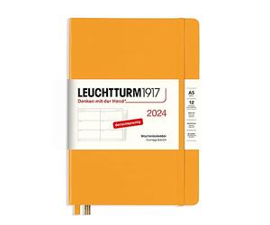 LEUCHTTURM1917 367615 - Agenda settimanale 2024, con quaderno extra per indirizzi e anniversari, Rising Sun, tedesco, 12 mesi