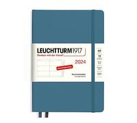 LEUCHTTURM1917 367619 - Agenda settimanale 2024, formato A5, con quaderno extra per indirizzi e anniversari, colore: Blu pietra