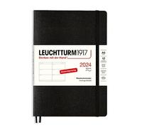 LEUCHTTURM1917 367665 Agenda settimanale Media (A5) 2024, copertina morbida, nero, tedesco, 12 mesi