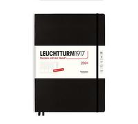 LEUCHTTURM1917 367821 - Agenda settimanale Master (A4+) 2024, con quaderno extra per indirizzi e anniversari, nero, tedesco, 12 mesi