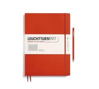 LEUCHTTURM1917 370270 - Taccuino Master Slim (A4+), copertina rigida, 123 pagine numerate, Fox Red a quadretti