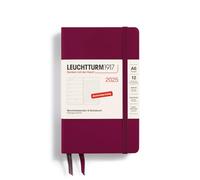 LEUCHTTURM1917 370499 Agenda settimanale e taccuino 2025, Pocket A6 copertina rigida - Agenda da 12 mesi, 80 g, a righe - Port Red