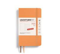 LEUCHTTURM1917 370530 Agenda settimanale e taccuino 2025, Pocket A6, copertina morbida - Agenda da 12 mesi, 80 g, a righe, albicocca
