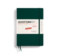 LEUCHTTURM1917 370546 - Agenda settimanale 2025, formato A5, copertina rigida, 12 mesi, 80 g, a righe, verde Forest