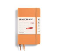 LEUCHTTURM1917 370552 Agenda settimanale 2025, Pocket A6 copertina rigida - Agenda da 12 mesi, 80 g, a righe - albicocca