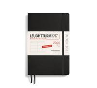 LEUCHTTURM1917 370563 - Agenda settimanale 2025, formato A5, copertina morbida, 12 mesi, 80 g, a righe, colore: Nero