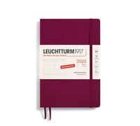 LEUCHTTURM1917 370565 Agenda settimanale 2025, formato A5, copertina morbida - Agenda da 12 mesi, 80 g, a righe - Port Red