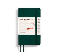 LEUCHTTURM1917 370576 Agenda settimanale 2025, Pocket A6, copertina morbida - Agenda da 12 mesi, 80 g, a righe - Forest Green