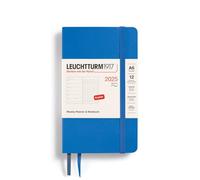 LEUCHTTURM1917 370766 - Calendario settimanale e taccuino 2025, tascabile, formato A6, copertina morbida, 12 mesi, a righe, colore: cielo, inglese