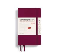 LEUCHTTURM1917 370801 Agenda giornaliera Pocket (A6) 2025, Port Red, inglese