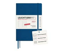 LEUCHTTURM1917 Agenda settimanale 2027 Dotted Medium (A5) con taccuino, agenda tedesca, indaco, gennaio a dicembre 2027, panoramica settimanale a sinistra + pagina per appunti a destra