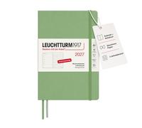 LEUCHTTURM1917 Agenda settimanale 2027 Dotted Medium (A5) con taccuino, agenda tedesca, salvia, gennaio a dicembre 2027, panoramica settimanale a sinistra + pagina per appunti a destra