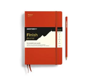 LEUCHTTURM1917 Finish Journal, A5, Copertina rigida, Fox Red, Inglese | Journal obiettivi Jon Acuff, bestseller, pianificazione giornaliera/settimanale/annuale, 220 pagine numerate, carta 100 g/m²
