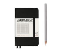 LEUCHTTURM1917 - Notebook con copertina rigida tascabile A6-187 pagine numerate per scrivere e inserire nel diario (quadrato nero)