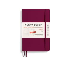 LEUCHTTURM1917 Paperback B6+ - Agenda mensile 2025, copertina morbida, 16 mesi, 80 g, a righe, colore: Rosso