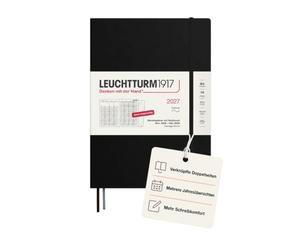 LEUCHTTURM1917 Planner mensile e taccuino 2027, B5, Copertina morbida, Nero | 16 mesi, 136 pagine numerate, campi di rimando, carta da 80 g/m² senza acidi, piano progetti, tedesco