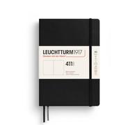 LEUCHTTURM1917 Taccuino 411 Medium A5 Copertina rigida, Liscio, Nero | 411 pagine numerate, carta da 80 g/m² senza acidi, 160 pagine in più rispetto allo standard, il taccuino per chi scrive molto