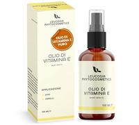 Leucosia Olio di Vitamina E Pura Naturale 100 ml, Trattamento Antietà e Idratante per Viso, Corpo e Capelli, Siero Antiage con Tocoferolo, Vitamina E Liquida contro Rughe, Smagliature e Capelli Crespi