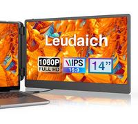 Leudaich Estensore portatile per monitor da 14 pollici per schermo a doppio monitor, monitor portatile FHD IPS per laptop da 13 a 16 pollici, HDMI/USB-A/Type-C doppio display Plug-Play