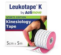 Leukotape K di Actimove Sport-Edition - Nastro per chinesiologia per supporto muscolare e sollievo dal dolore, rosa, 5 cm x 5 m, 1 rotolo