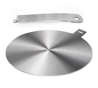 LEUOVE Piastra ad Induzione 24cm, Adattatore per Piano Cucina a Induzione, con Manico e Base Separabili, Argento