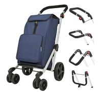 LEUYA ABC Carrello Portaspesa, Carrello Spesa 6 Ruote Scale, con Borsa Termico, 45L Trolley Spesa, Carrello Spesa Pieghevole in Alluminio (Blu)