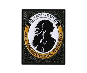 Lev Nikolayevich Tolstoy - Spilla smaltata, 3 x 2,5 cm, ritratto 1828-1910 con cirillico