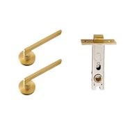 Leva for porta in ottone Muto Nero Oro Interno Camera da letto Bagno Set di serrature in legno Manopola con maniglia fittizia(Passage-SB)