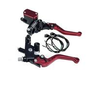 Leva Frizione Freno Moto Cavo Freno A Tamburo Con Barra Più Corta, Linea Frizione, Cilindro Principale, Set Leve Freno Universale Per 22mm(Red 1 pair)