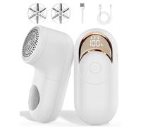 Leva Pelucchi Elettronico Ricaricabile con Display LED e 3 Velocità, Togli Pelucchi Elettrico per Maglioni - Rimuove Pelucchi, Lint e Pallin,ianco