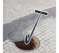 Leva per Coperchio di Scarico fognario, Gancio di Sollevamento per Coperchio di tombino Esterno per la rimozione del Coperchio di Scarico, apricoperchio di tombino per impieghi gravosi/estra