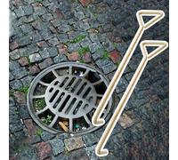 Leva per Coperchio di Scarico fognario, Gancio per tombino, Confezione da 2, Gancio di Sollevamento per tombino in Ottone con Maniglia Triangolare, Chiavi di Estrazione per griglia di scaric