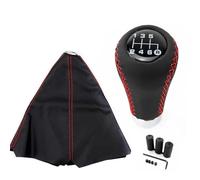Leva Pomello Cambio Pomello Cambio Universale Per Auto Leva Cambio + Cuffia Set 5/6 Velocità Leva Cambio Manuale Cuciture Nere Rosse In Similpelle Pomello Cambio Auto(6 speed Red Line)
