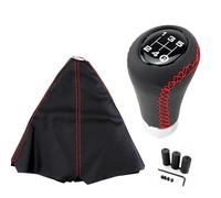 Leva Pomello Cambio Pomello Cambio Universale Per Auto Leva Cambio + Cuffia Set 5/6 Velocità Leva Cambio Manuale Cuciture Nere Rosse In Similpelle Pomello Cambio Auto(5 speed Red Line)