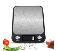 LEVADA PLUS Bilancia da cucina digitale multifunzione (15 kg) con ampio display LCD, bilancia alimentare, con piattaforma in acciaio inossidabile, alta precisione, compatta e sottile - Nero (15 kg)