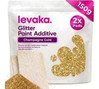 Levaka 150g Glitter per Pittura in Oro Champagne, Additivo Brillantini | Glitter per pittura murale, si miscela con ogni pittura a emulsione, 2 pad inclusi, per interni, esterni, soffitti e legno