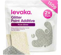 Levaka Glitter per Pittura da 150 Grammi - Additivo Brillantini Decorazioni Glitter Argento Puro - Con 2 Pad Lucidanti Inclusi - Da Aggiungere a Qualsiasi Pittura per Esterni ed Interni a Emulsione